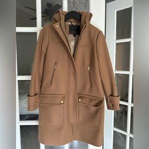 J.Crew Caramel Tan Coat Melton Wool Size 0 Petite